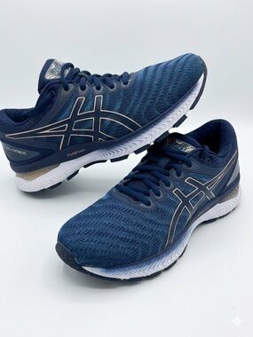 ASICS Blue Mesh Running Shoes with Silver Accents